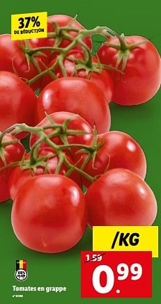 Promotions Tomates en grappe - Produit maison - Lidl - Valide de 07/06/2023 à 13/06/2023 chez Lidl
