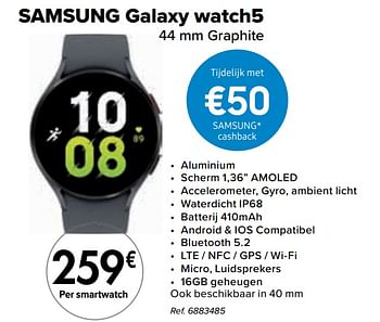 Promoties Samsung galaxy watch5 - Samsung - Geldig van 30/05/2023 tot 30/06/2023 bij Carrefour