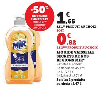 Promotions Liquide vaisselle secrets de nos regions mir - Mir - Valide de 31/05/2023 à 11/06/2023 chez Super U