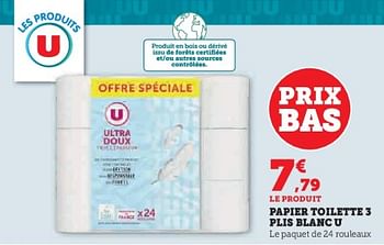 Promotions Papier toilette blanc u - Produit Maison - Super U - Valide de 31/05/2023 à 11/06/2023 chez Super U