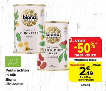 Promoties Kikkererwten - Biona - Geldig van 31/05/2023 tot 12/06/2023 bij Carrefour