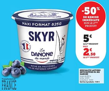 Promotions Specialite laitiere skyr nature 0% mg danone - Danone - Valide de 31/05/2023 à 11/06/2023 chez Super U