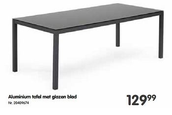Promoties Aluminium tafel met glazen blad - Huismerk - Fun - Geldig van 31/05/2023 tot 13/06/2023 bij Fun