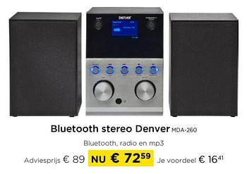 Promoties Bluetooth stereo denver mda-260 - Denver Electronics - Geldig van 01/06/2023 tot 30/06/2023 bij Molecule