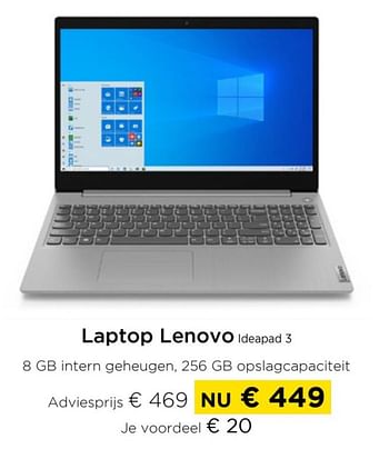 Promoties Laptop lenovo ideapad 3 - Lenovo - Geldig van 01/06/2023 tot 30/06/2023 bij Molecule
