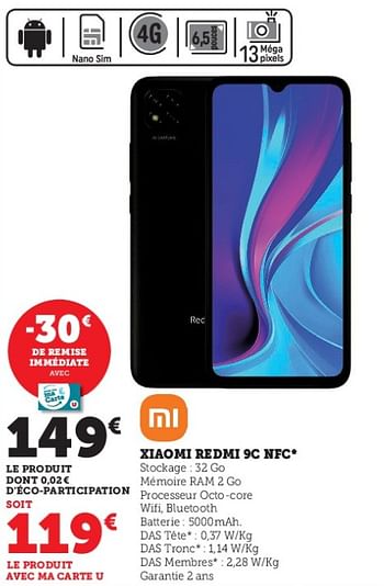 Promotions Xiaomi redmi 9c nfc - Xiaomi - Valide de 31/05/2023 à 11/06/2023 chez Super U