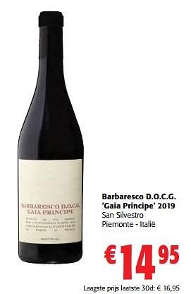Promoties Barbaresco d.o.c.g. gaia principe 2019 san silvestro piemonte - italië - Rode wijnen - Geldig van 31/05/2023 tot 13/06/2023 bij Colruyt