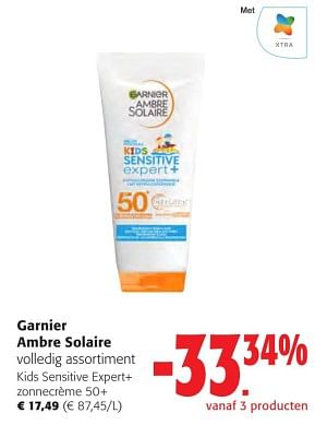 Promoties Garnier ambre solaire kids sensitive expert+ zonnecrème 50+ - Garnier - Geldig van 31/05/2023 tot 13/06/2023 bij Colruyt