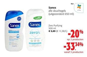 Promoties Sanex douchegels zero purifying - Sanex - Geldig van 31/05/2023 tot 13/06/2023 bij Colruyt