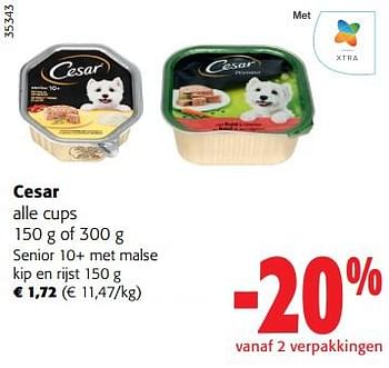 Promoties Cesar senior 10+ met malse kip en rijst - Cesar - Geldig van 31/05/2023 tot 13/06/2023 bij Colruyt
