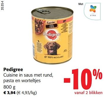 Promoties Pedigree cuisine in saus met rund, pasta en worteltjes - Pedigree - Geldig van 31/05/2023 tot 13/06/2023 bij Colruyt