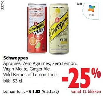 Promoties Schweppes lemon tonic - Schweppes - Geldig van 31/05/2023 tot 13/06/2023 bij Colruyt