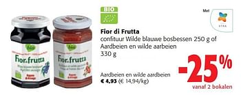 Promoties Fior di frutta confituur aardbeien en wilde aarbeien - Fiordifrutta - Geldig van 31/05/2023 tot 13/06/2023 bij Colruyt