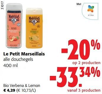 Promoties Le petit marseillais douchegels bio verbena + lemon - Le Petit Marseillais - Geldig van 31/05/2023 tot 13/06/2023 bij Colruyt