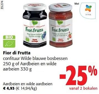 Promoties Fior di frutta confituur aardbeien en wilde aardbeien - Fiordifrutta - Geldig van 31/05/2023 tot 13/06/2023 bij Colruyt
