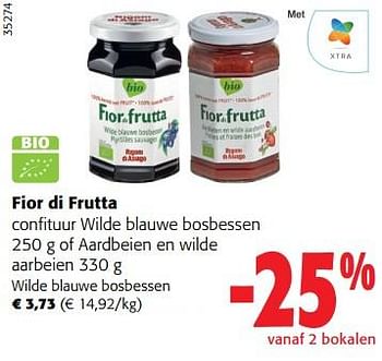 Promotions Fior di frutta confituur wilde blauwe bosbessen - Fiordifrutta - Valide de 31/05/2023 à 13/06/2023 chez Colruyt