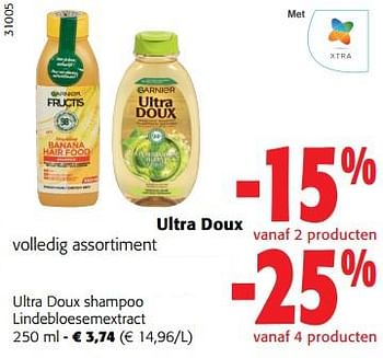 Promoties Garnier ultra doux shampoo lindebloesemextract - Garnier - Geldig van 31/05/2023 tot 13/06/2023 bij Colruyt