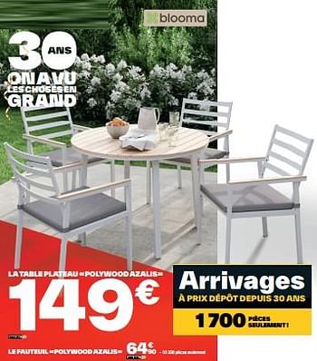 Promoties Le fauteuil polywood azalis - blooma - Geldig van 26/05/2023 tot 08/06/2023 bij Brico Depot