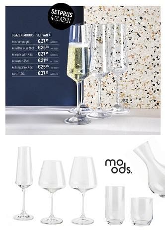Promoties Glazen moods - set van 4 champagne - Moods - Geldig van 02/06/2023 tot 11/06/2023 bij Freetime