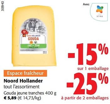Promotions Noord hollander gouda jeune tranches - Noord-Hollander - Valide de 31/05/2023 à 13/06/2023 chez Colruyt