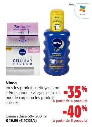 Promotions Nivea crème solaire 50+ - Nivea - Valide de 31/05/2023 à 13/06/2023 chez Colruyt