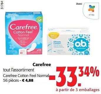 Promotions Carefree cotton feel normal - Carefree - Valide de 31/05/2023 à 13/06/2023 chez Colruyt