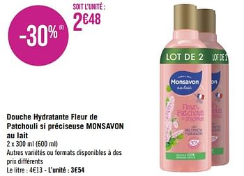 Promotions Douche hydratante fleur de patchouli si préciseuse monsavon au lait - Monsavon - Valide de 05/06/2023 à 18/06/2023 chez Géant Casino