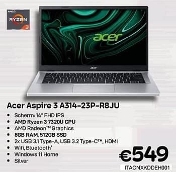 Promoties Acer aspire 3 a314-23p-r8ju - Acer - Geldig van 01/06/2023 tot 30/06/2023 bij Compudeals