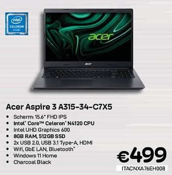Promoties Acer aspire 3 a315-34-c7x5 - Acer - Geldig van 01/06/2023 tot 30/06/2023 bij Compudeals