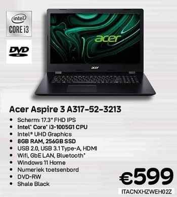 Promoties Acer aspire 3 a317-52-3213 - Acer - Geldig van 01/06/2023 tot 30/06/2023 bij Compudeals