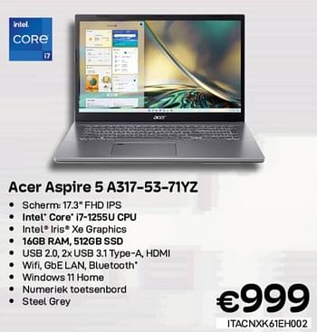 Promoties Acer aspire 5 a317-53-71yz - Acer - Geldig van 01/06/2023 tot 30/06/2023 bij Compudeals