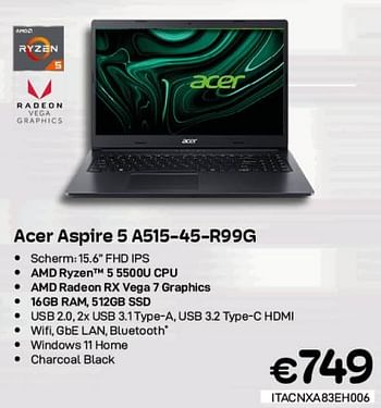 Promoties Acer aspire 5 a515-45-r99g - Acer - Geldig van 01/06/2023 tot 30/06/2023 bij Compudeals