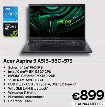 Promoties Acer aspire 5 a515-56g-573 - Acer - Geldig van 01/06/2023 tot 30/06/2023 bij Compudeals
