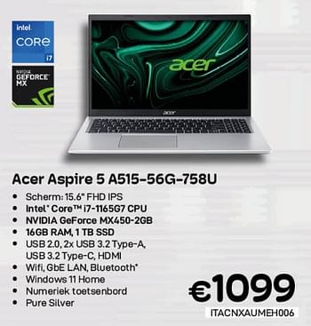 Promoties Acer aspire 5 a515-56g-758u - Acer - Geldig van 01/06/2023 tot 30/06/2023 bij Compudeals