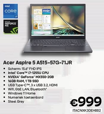 Promoties Acer aspire 5 a515-57g-71jr - Acer - Geldig van 01/06/2023 tot 30/06/2023 bij Compudeals