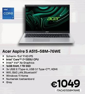Promoties Acer aspire 5 a515-58m-76we - Acer - Geldig van 01/06/2023 tot 30/06/2023 bij Compudeals