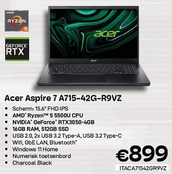 Promoties Acer aspire 7 a715-42g-r9vz - Acer - Geldig van 01/06/2023 tot 30/06/2023 bij Compudeals