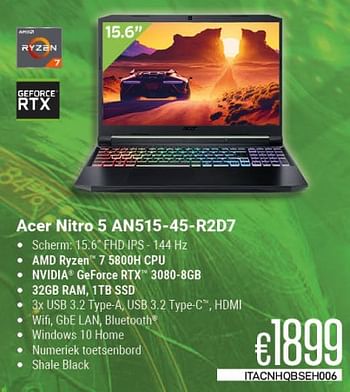 Promoties Acer nitro 5 an515-45-r2d7 - Acer - Geldig van 01/06/2023 tot 30/06/2023 bij Compudeals