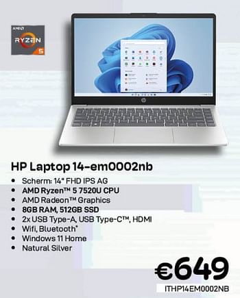 Promoties Hp laptop 14-em0002nb - HP - Geldig van 01/06/2023 tot 30/06/2023 bij Compudeals