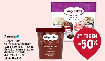 Promoties Roomijs macaron dubbel chocolade - Haagen-Dazs - Geldig van 08/06/2023 tot 14/06/2023 bij Delhaize