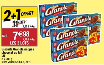 Promoties Biscuits granola nappés chocolat au lait lu - Lu - Geldig van 06/06/2023 tot 11/06/2023 bij Migros