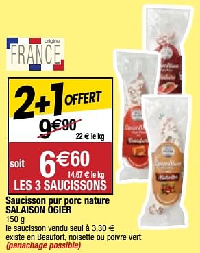 Promotions Saucisson pur porc nature salaison ogier - Salaison Ogier - Valide de 06/06/2023 à 11/06/2023 chez Migros