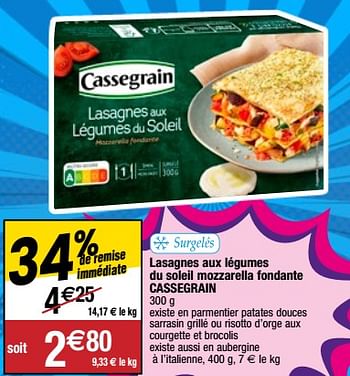 Promotions Lasagnes aux légumes du soleil mozzarella fondante cassegrain - Cassegrain - Valide de 06/06/2023 à 11/06/2023 chez Migros