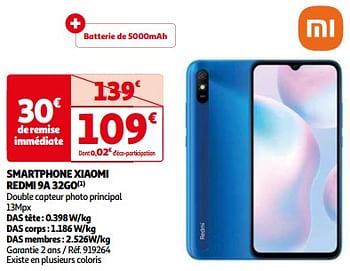 Promotions Smartphone xiaomi redmi 9a 32go - Xiaomi - Valide de 06/06/2023 à 12/06/2023 chez Auchan Ronq