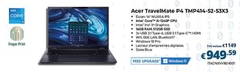 Promotions Acer travelmate p4 tmp414-52-53x3 - Acer - Valide de 01/06/2023 à 30/06/2023 chez Compudeals