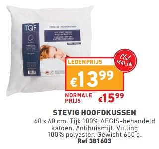 Promoties Stevig hoofdkussen - TQF - Geldig van 07/06/2023 tot 12/06/2023 bij Trafic