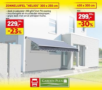 Promoties Zonneluifel helios - Garden Plus  - Geldig van 01/06/2023 tot 30/06/2023 bij Hubo