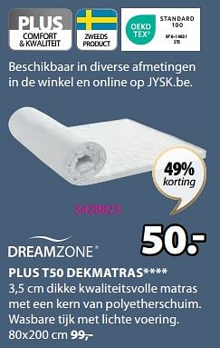 Promoties Plus t50 dekmatras - DreamZone - Geldig van 05/06/2023 tot 30/06/2023 bij Jysk