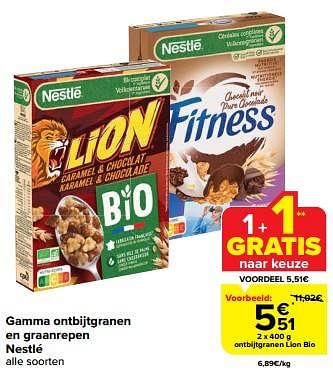 Promoties Ontbijtgranen lion bio - Nestlé - Geldig van 07/06/2023 tot 13/06/2023 bij Carrefour