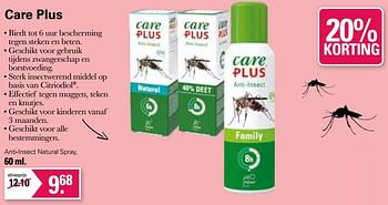 Promoties Anti-insect natural spray - Care Plus - Geldig van 31/05/2023 tot 17/06/2023 bij De Online Drogist
